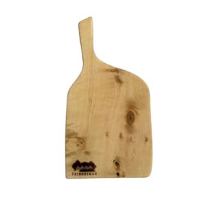Handmade birch cutting board with Friðheimar logo
